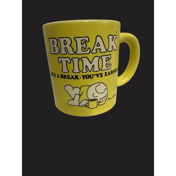 Ziggy "Break Time" Yellow Mug By Tom Wilson Stoneware - Picture 2 of 6
